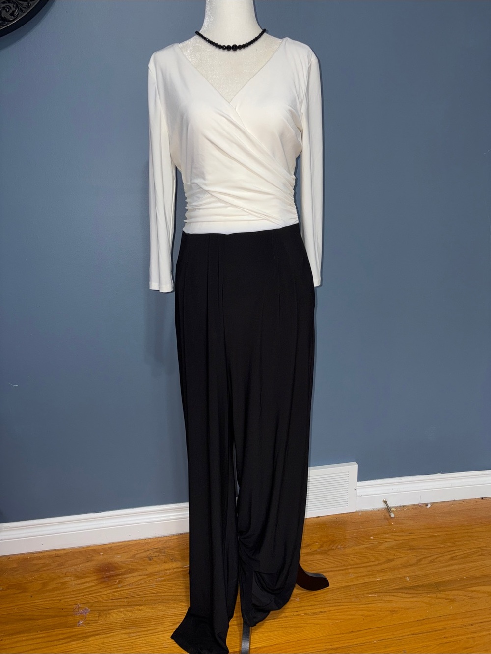 Lauren Ralph Lauren Black & White Wide-Leg Jumpsuit